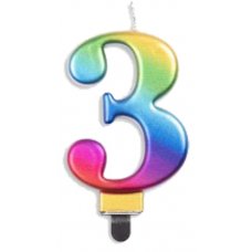 (image for) Jumbo Number 3 Candle Rainbow - Click Image to Close